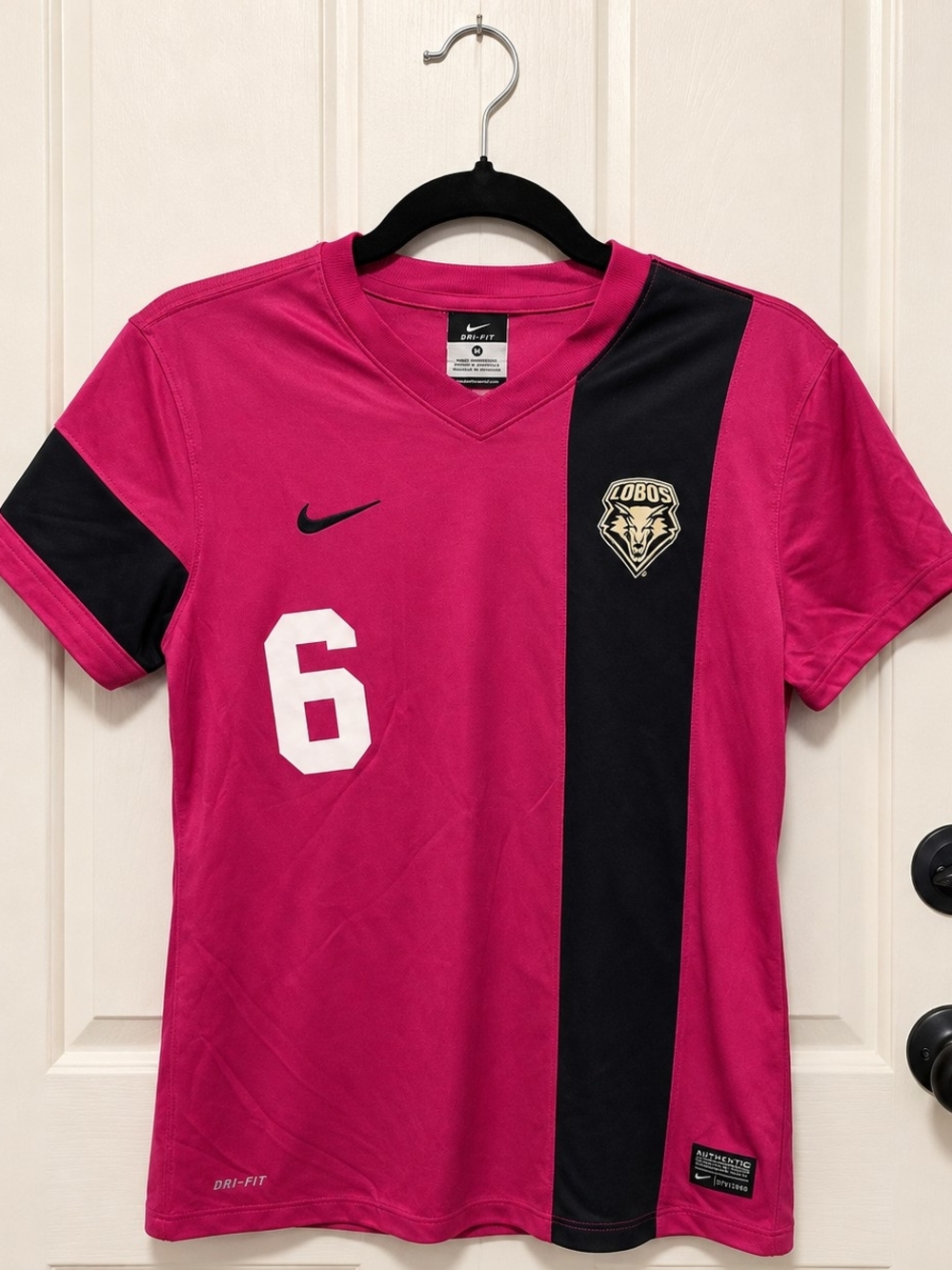 Nike Authentic UNM Lobos Soccer Jersey #6 Pink Dri-FIT Size Medium Rare